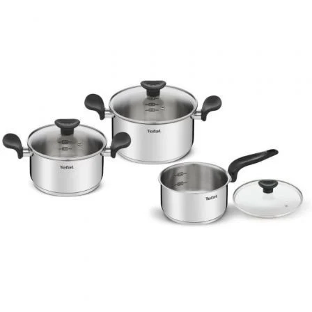 Tefal Batería de Cocina E308S674 - Cazo 16cm y Cacerolas 18cm y 20cm Tefal Batería de Cocina E308S674 - Cazo 16cm y Cacerolas 18cm y 20cm